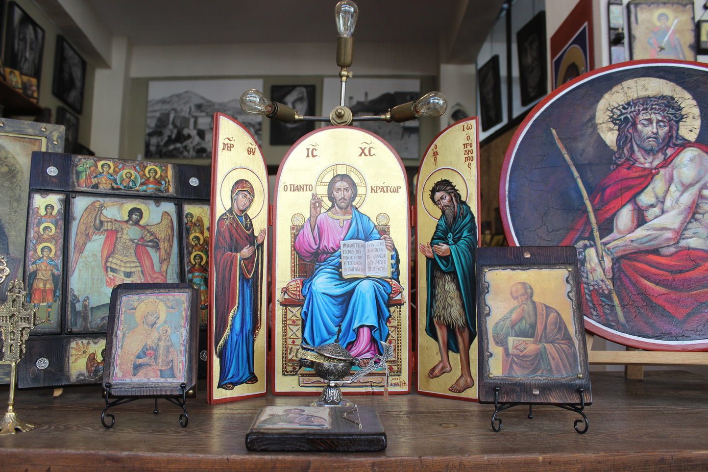 Χριστός του Σινά με Παναγία & Άγιο Ιωάννη, 62×60 cm