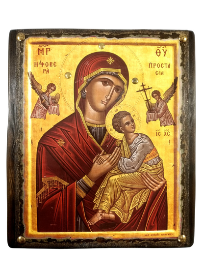 Παναγία η Φοβερά Προστασία, Βυζαντινή Εικόνα, 27x23cm
