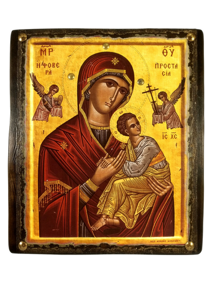 Παναγία η Φοβερά Προστασία, Βυζαντινή Εικόνα, 27x23cm