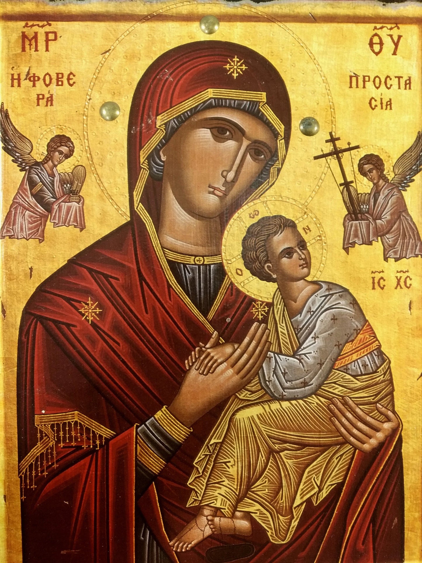 Παναγία η Φοβερά Προστασία, Βυζαντινή Εικόνα, 27x23cm