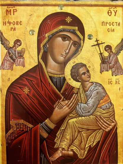 Παναγία η Φοβερά Προστασία, Βυζαντινή Εικόνα, 27x23cm