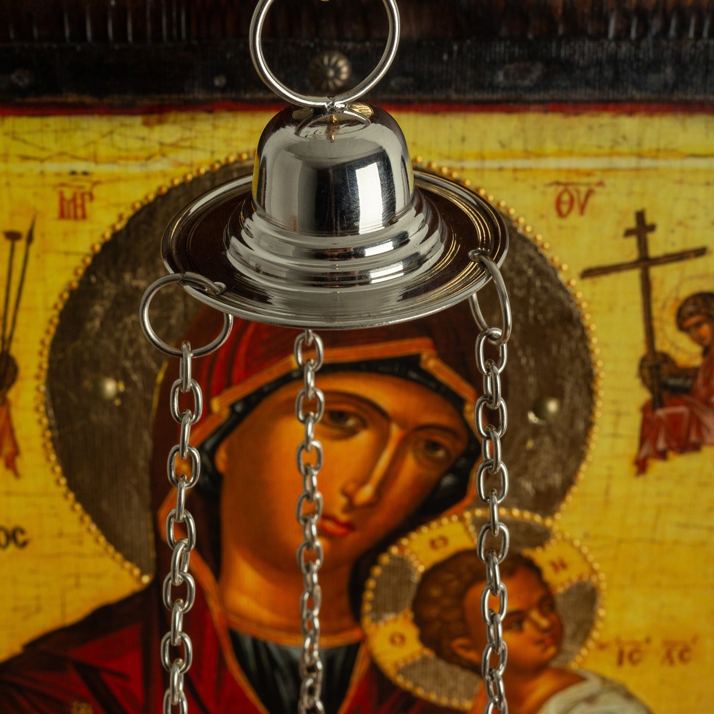 Παναγία η Αμόλυντος, Τρίπτυχο με Χριστό & Αρχαγγέλους, 60×57 cm
