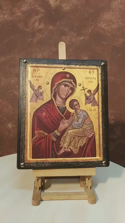 Παναγία η Φοβερά Προστασία, Βυζαντινή Εικόνα, 27x23cm