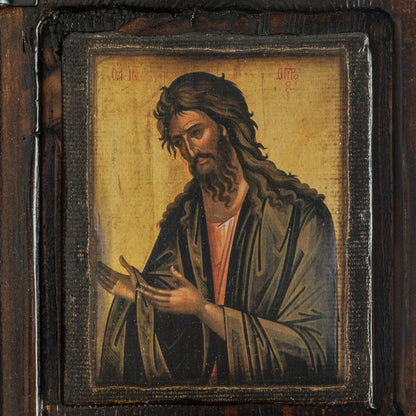 Χριστός του Σινά, Εικονοστάσι με Παναγία, Άγιο Ιωάννη & Αρχαγγέλους, 40×47 cm